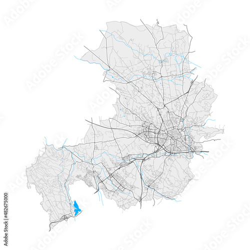 Aix-en-Provence, France Black and White high resolution vector map