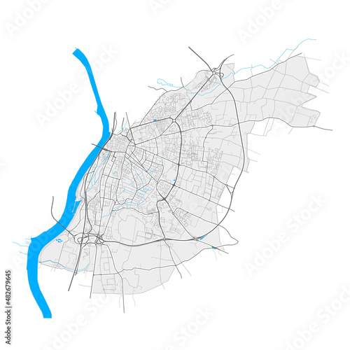 Valence, France Black and White high resolution vector map