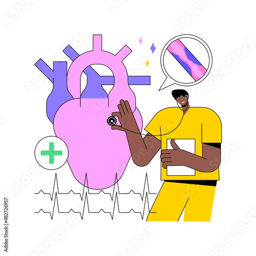 Ischemic heart disease abstract concept vector illustration. Heart dysfunction, ischemic problem, coronary artery disease, infarction risk, ischemia symptoms, cardiology patient abstract metaphor.