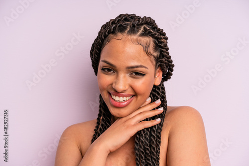 afro black woman with braids close up. beauty concept