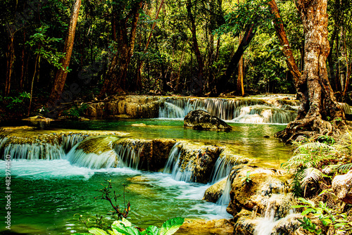 Erawan Waterfalls in Kanchanaburi, Thailand