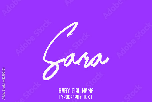 Sara Woman's Name in Brush Typography Text on Purple Background