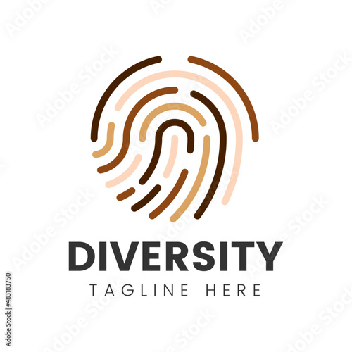 empreintes digitales logo diversité isolé sur fond blanc 