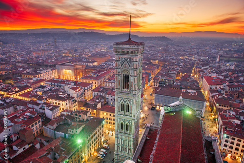 Giottos Bell Tower in Florence, Italy at Dusk