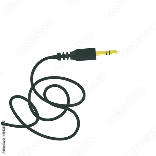 audio jack with tangled cable vector illustration design template