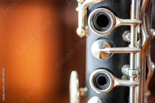 details of clarinet musical instrument closeup