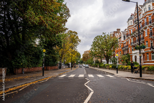London, UK. July 20, 2021. The famous scenery of zebra crossing at Abbey Road featured on the cover of the Beatles album