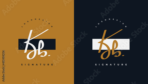 K and B Signature Initial Logo Design with Handwriting Style. KB Signature Logo or Symbol for Wedding, Fashion, Jewelry, Boutique, Botanical, Floral and Business Identity