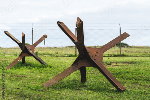 Iron anti tank crosses also known as Czech hedgehogs made to stop or delay enemy armored vehicles.