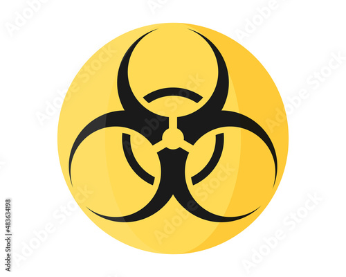 Round yellow symbol of biological pollution, danger and weapon.