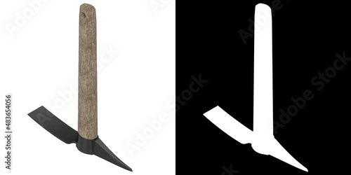 3D rendering illustration of a pick mattock ax