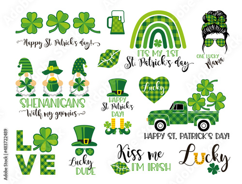 A set of decorative elements for St Patricks day. Vector Illustrations