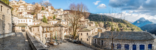 Syrrako village on a beautiful day, at Tzoumerka mountains, Ioannina, Epirus, Greece