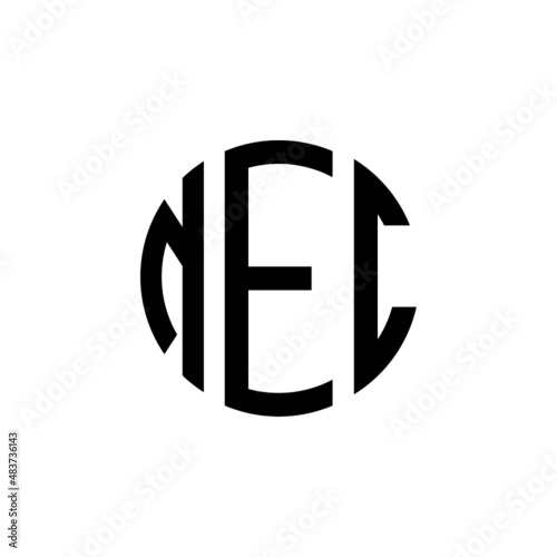 NEC letter logo design. NEC modern letter logo with black background. NEC creative letter logo. simple and modern letter NEC logo template, NEC circle letter logo design with circle shape. NEC 