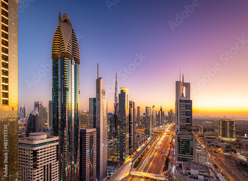 Dubai downtown from a rooftop.