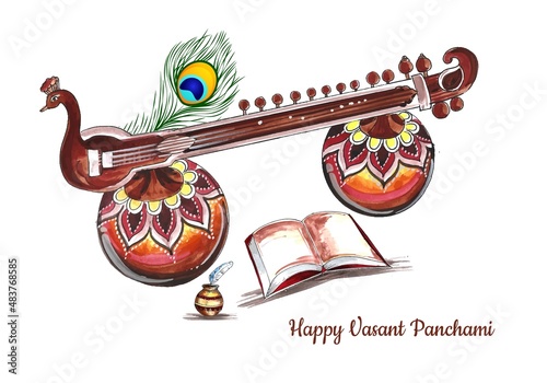 Hand drawn vasant panchami festival card background