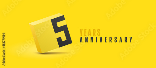 5 years anniversary vector icon, logo. Isolated graphic number