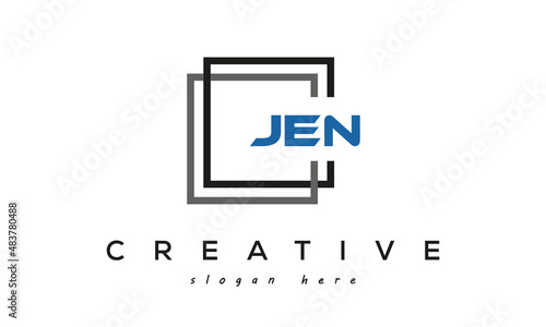 creative initial Three letters JEN square logo design