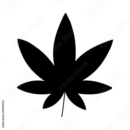 cannabis leaf glyph hand drawn