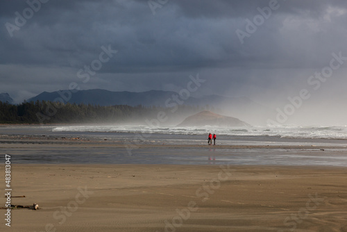 Stormy afternoon at Long Beach, Pacific Rim National Park, Vancouver Island, B.C., Canada.