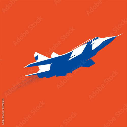 Modern supersonic warplane. Simple vector image