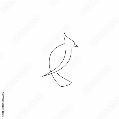 Line art Blue jay bird logo design vector illustration