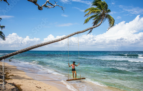 Enjoying the swing in the Caribbean paradise, Little Corn Island, Nicaragua