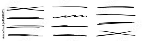 Swift crossed and wavy underlines. Underline markers collection. Vector illustration of scribble lines isolated on white background.