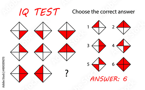 IQ test. Cognitive neuropsychological test brain training. Logical task, educational game.