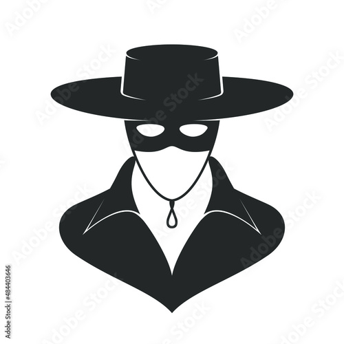 Mask Zorro graphic icon. Mask unknown sign isolated on white background. Vector illustration