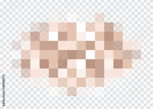 Censor blur effect texture isolated on transparent background. Blurry pixel color censorship element. Vector nude skin censor pattern.