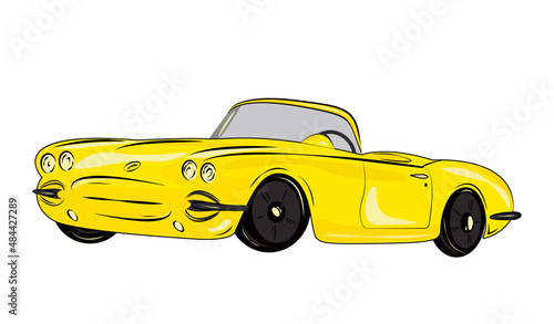 yellow retro auto chevrolet corvette