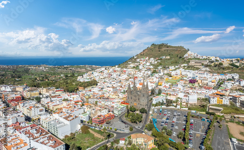 Landscape with Arucas village, Gran Canaria island, Spain