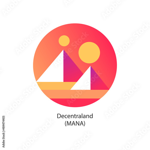 Decentraland MANA cryptocurrency platform token logo coin icon isolated on white background. Vector illustration