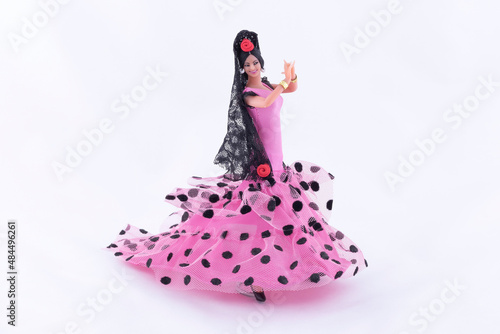Flamenco Dancer Doll On A White Background