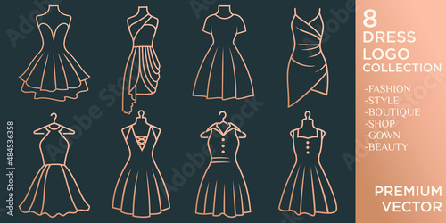 Dress boutique or fashion dress , vector icon set template ,part III