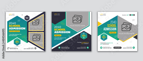 School admission social media instagram post and web banner template