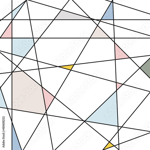 Geometric pattern with colored inserts on a white background
