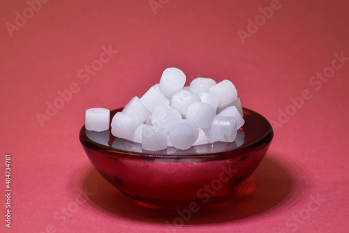 Camphor pills in bowl