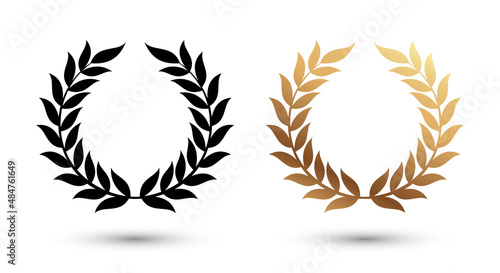 Vector Illustration Golden Laurel Wreath Icon Set