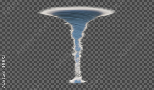 Vector illustration of a tornado or tornado on a transparent background. Element for your design.