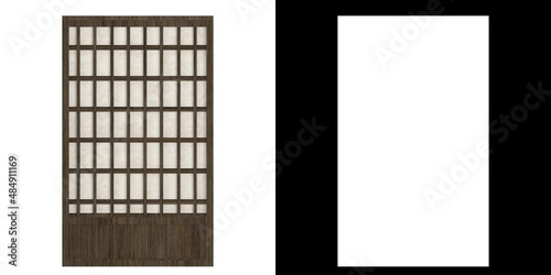 3D rendering illustration of a shoji japanese paper door