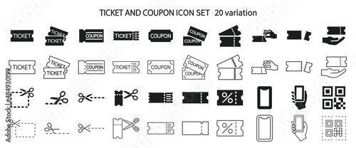 Ticket and coupon icon set