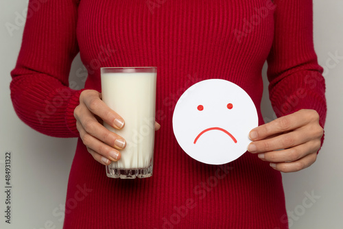 Pain in abdomen from milk. Lactose intolerance.