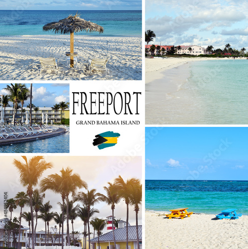 Freeport, Grand Bahama Island. Travel collage