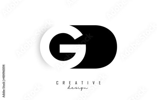 GD letters Logo with negative space design. Letter with geometric typography.