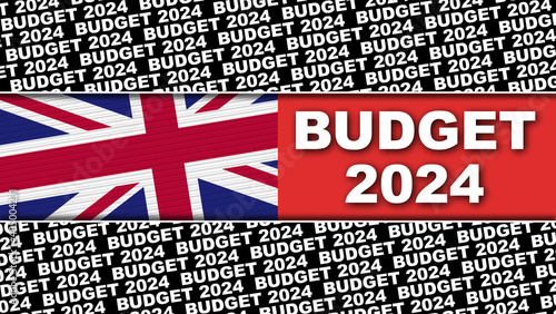 United Kingdom Budget 2024Title and Flag Concept - 3D Illustration 