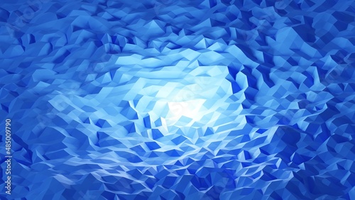 3DCGで描かれた周りを照らす光のイラスト。青色。
