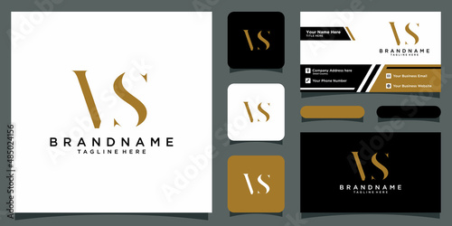 Initials Letter VS or SV Logo Designs Vector with business card design