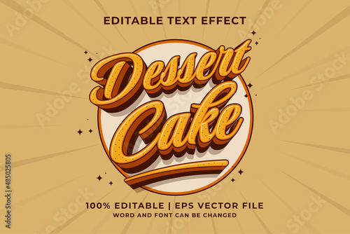 Editable text effect - Dessert Cake 3d Cartoon Cute template style premium vector
